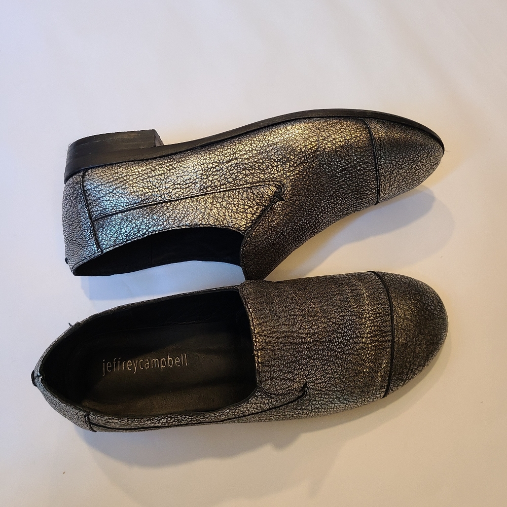 Jeffrey Campbell Metallic Loafer Pewter Sz 7.5